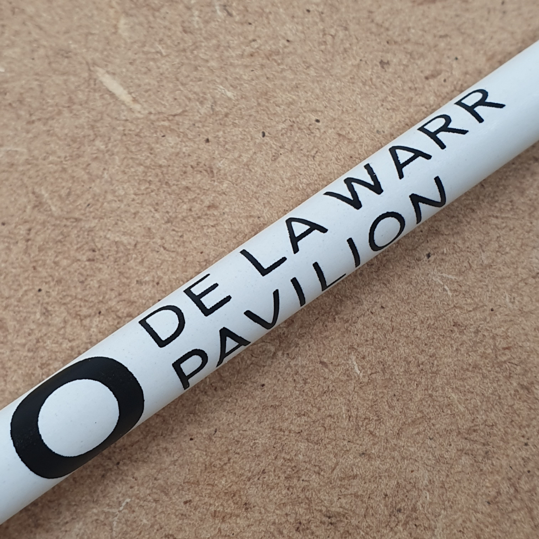 Close up of classic white branded DLWP pencil