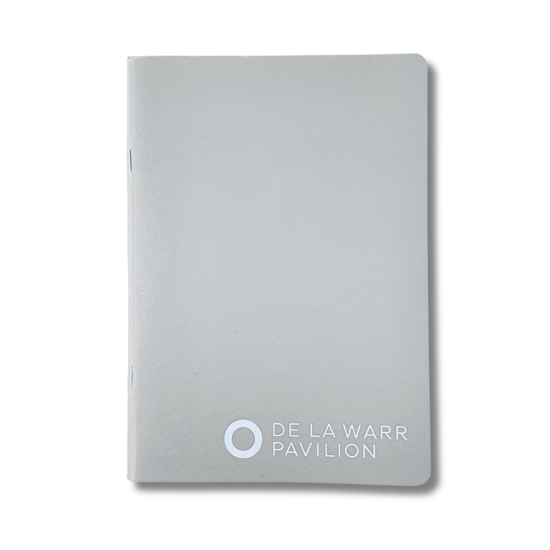 Front of Silver A5 De La Warr Pavilion branded notebook