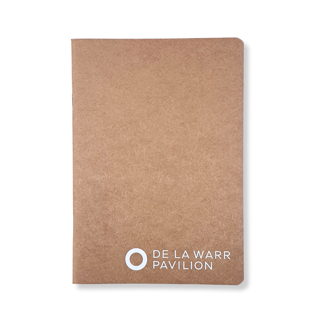 Front of Brown A5 De La Warr Pavilion branded notebook