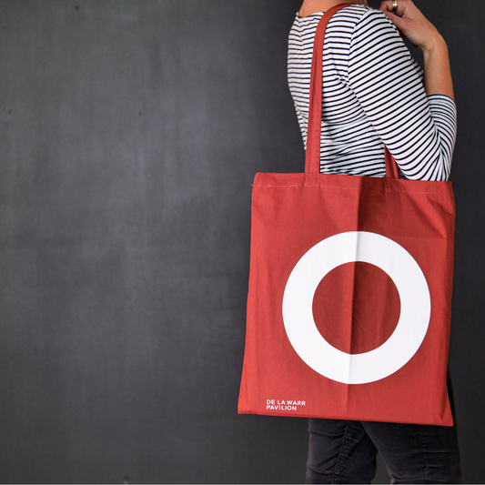 Rust colour tote bag with large white DLWP roundel