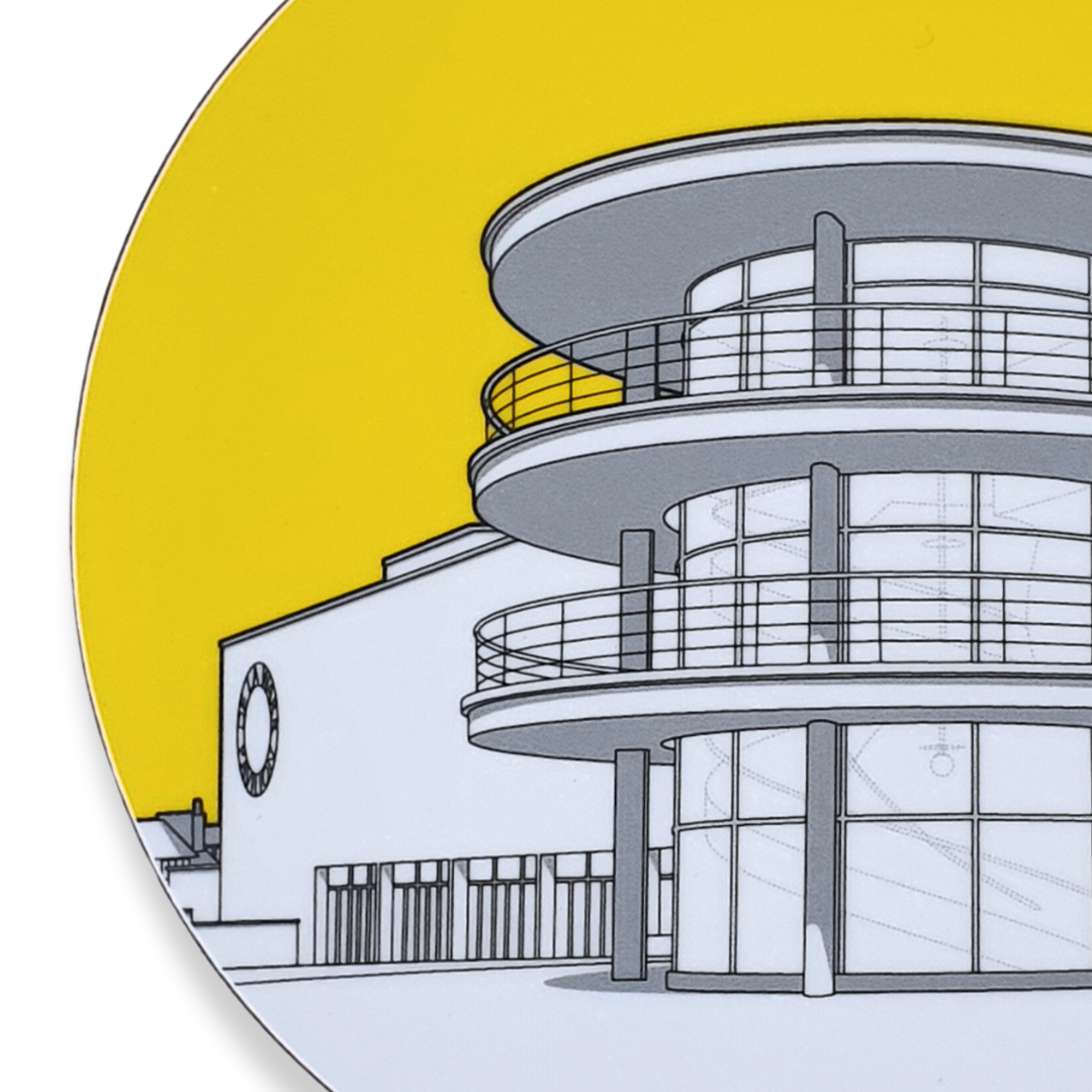 Close up of Yellow DLWP coaster