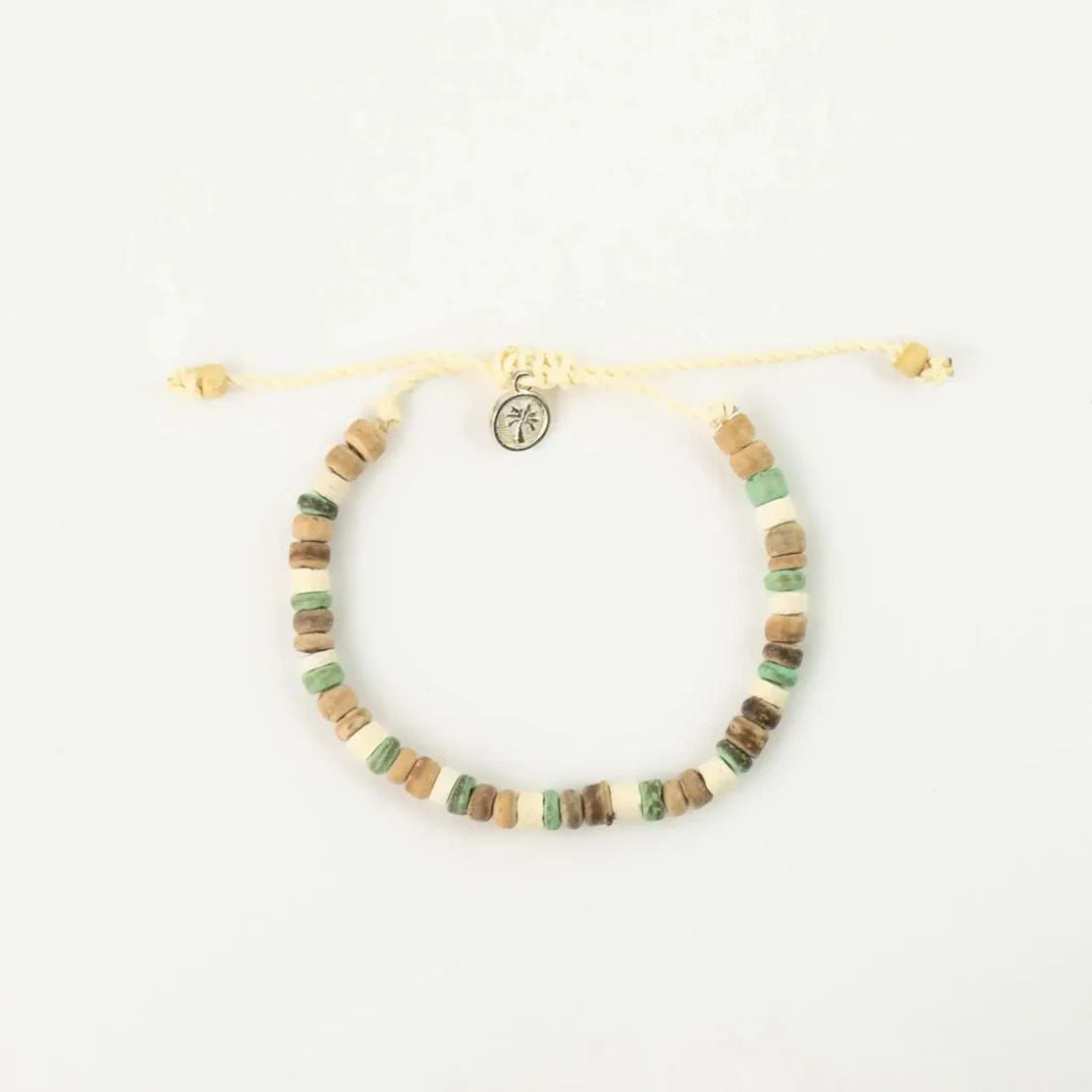 Green & Wood Beaded Bracelet