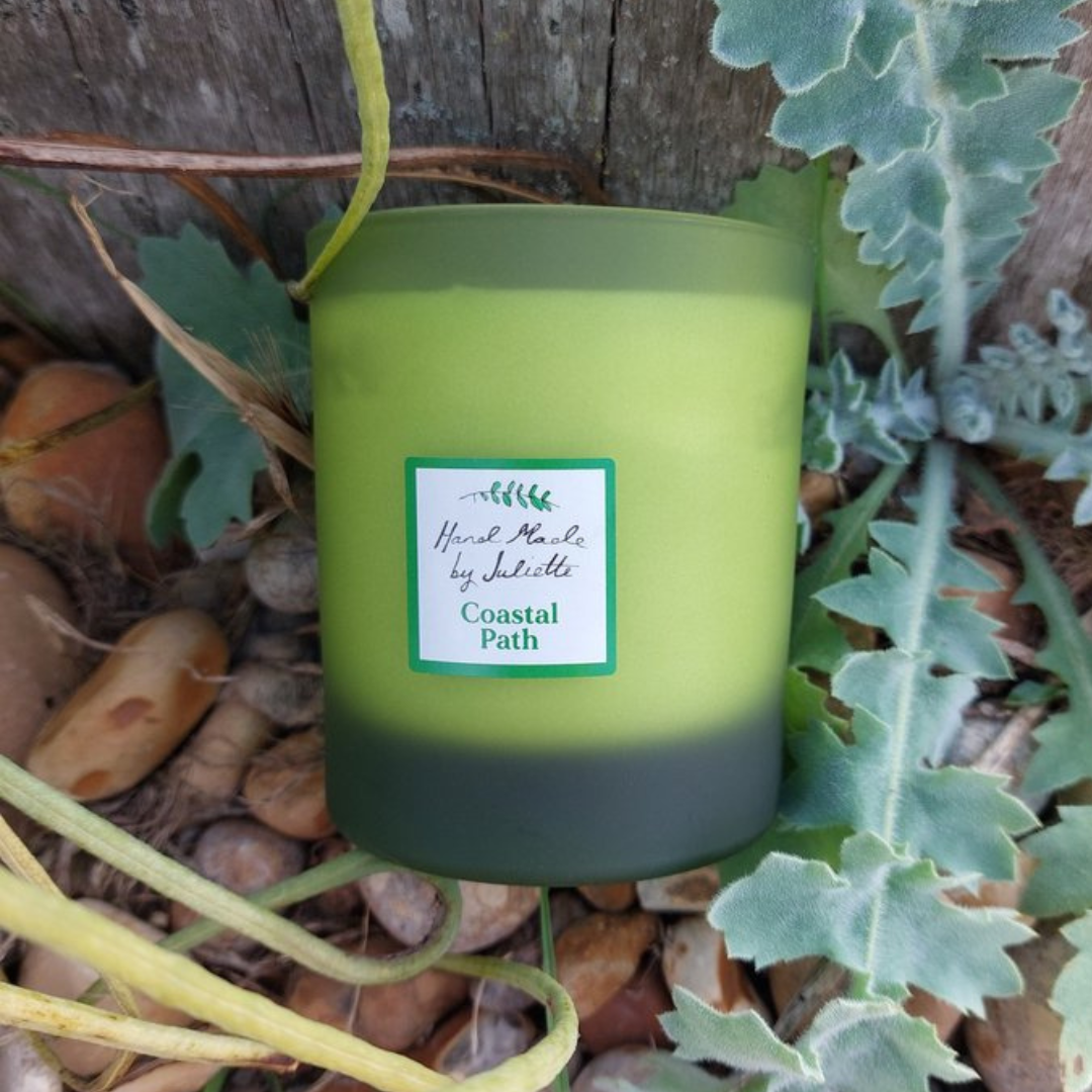 Coastal Path candle on the beach
