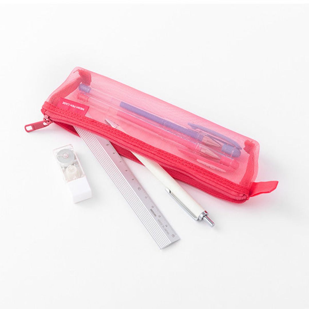 Mesh Pen Case Mini Pink
