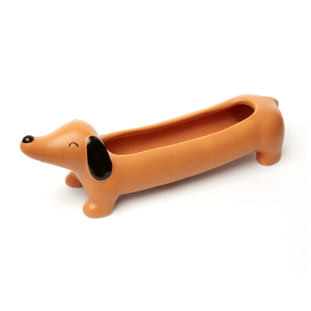 Dachshund shaped planter.
