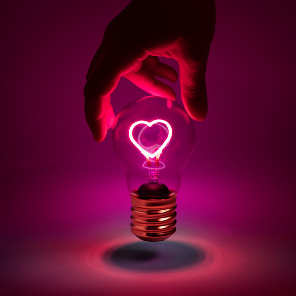 cordless pink heart element lightbulb