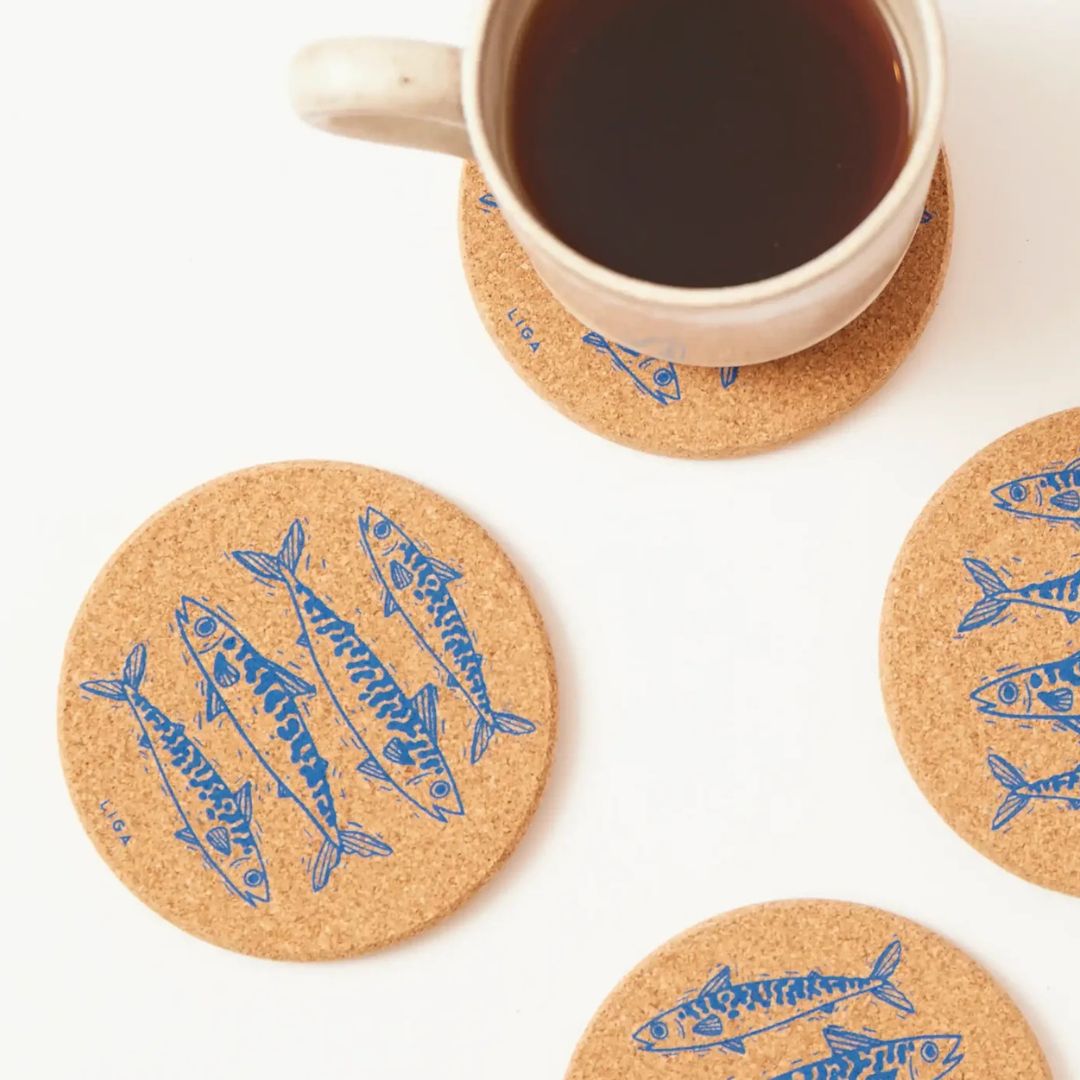 Mackerel Blue Cork Coaster