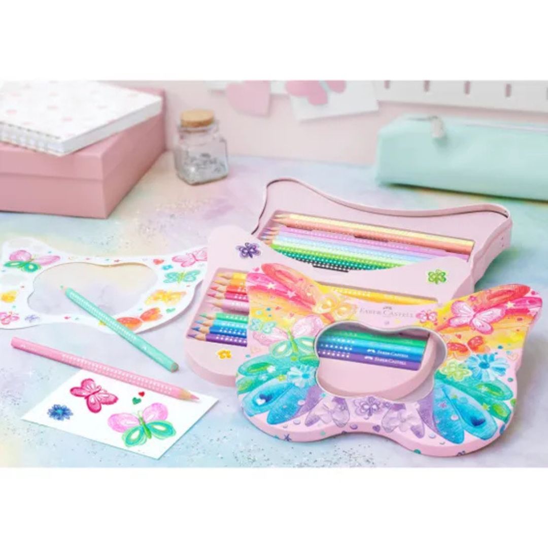 Sparkle Colouring Pencils in Butterfly Shape Tin