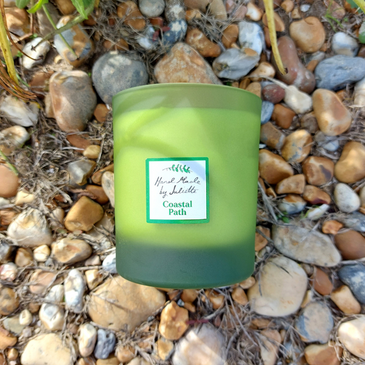 Coastal Path candle on the beach