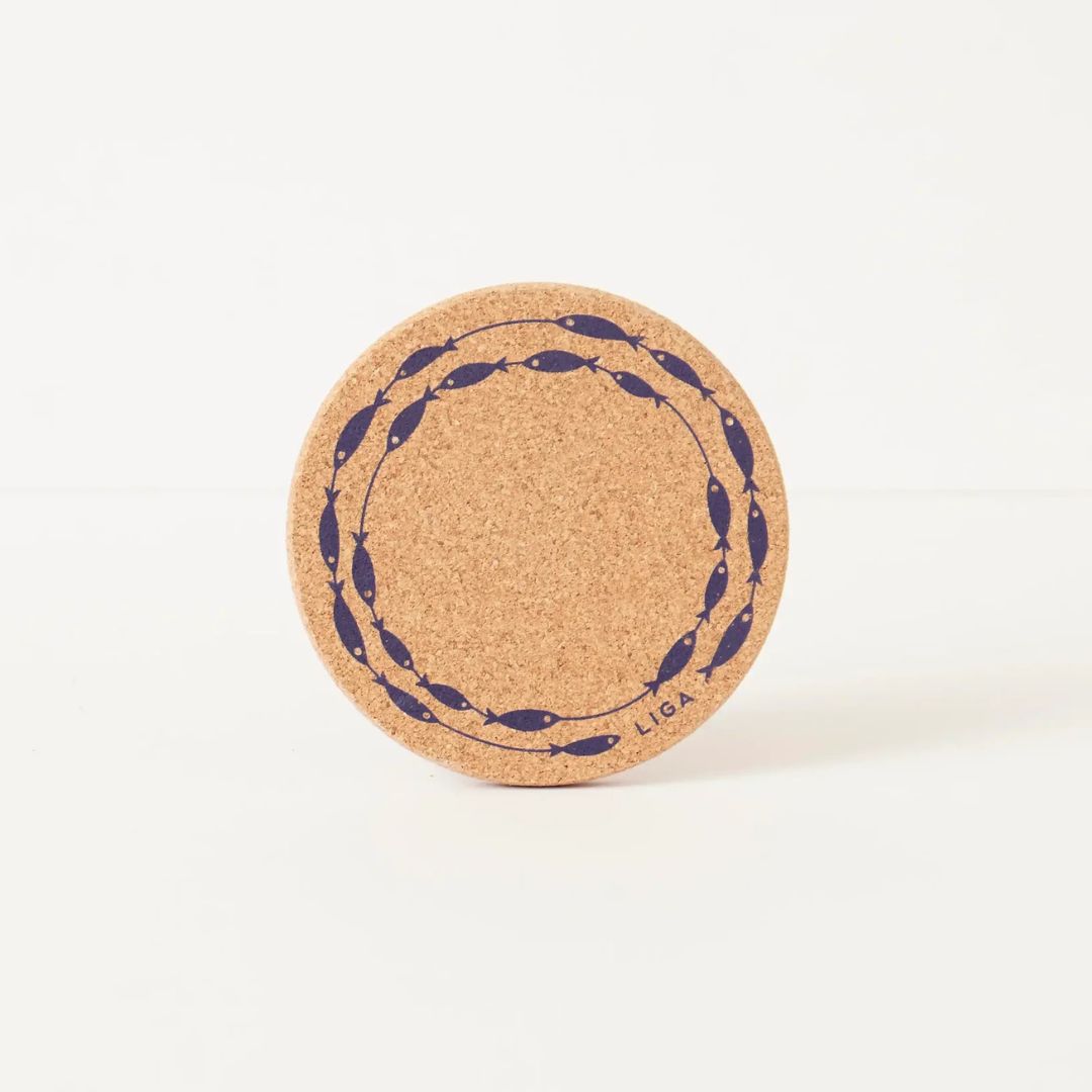 Fish on a Line Cork Coaster