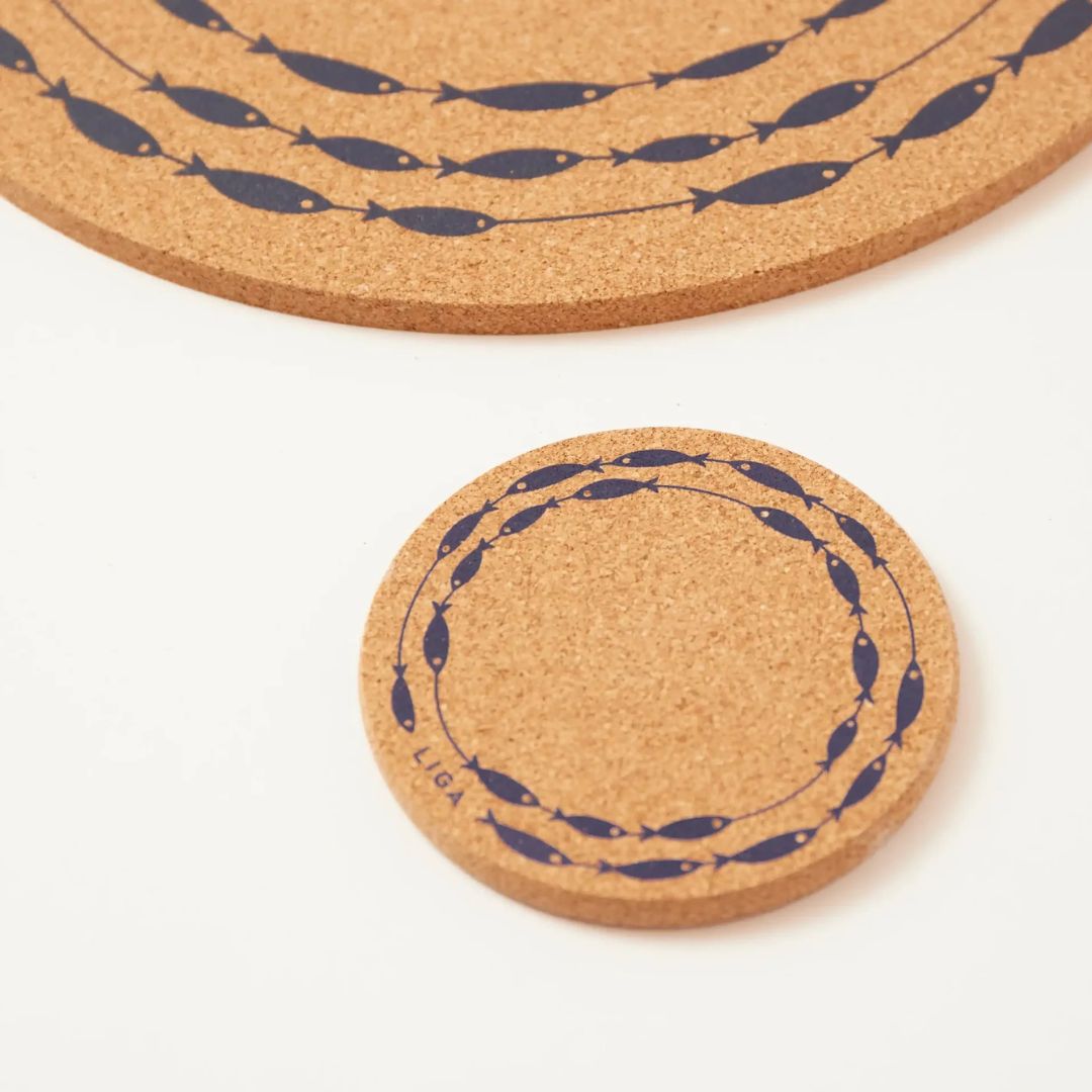 Fish on a Line Cork Coaster
