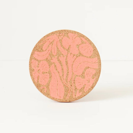 Flora Pink Cork Coaster