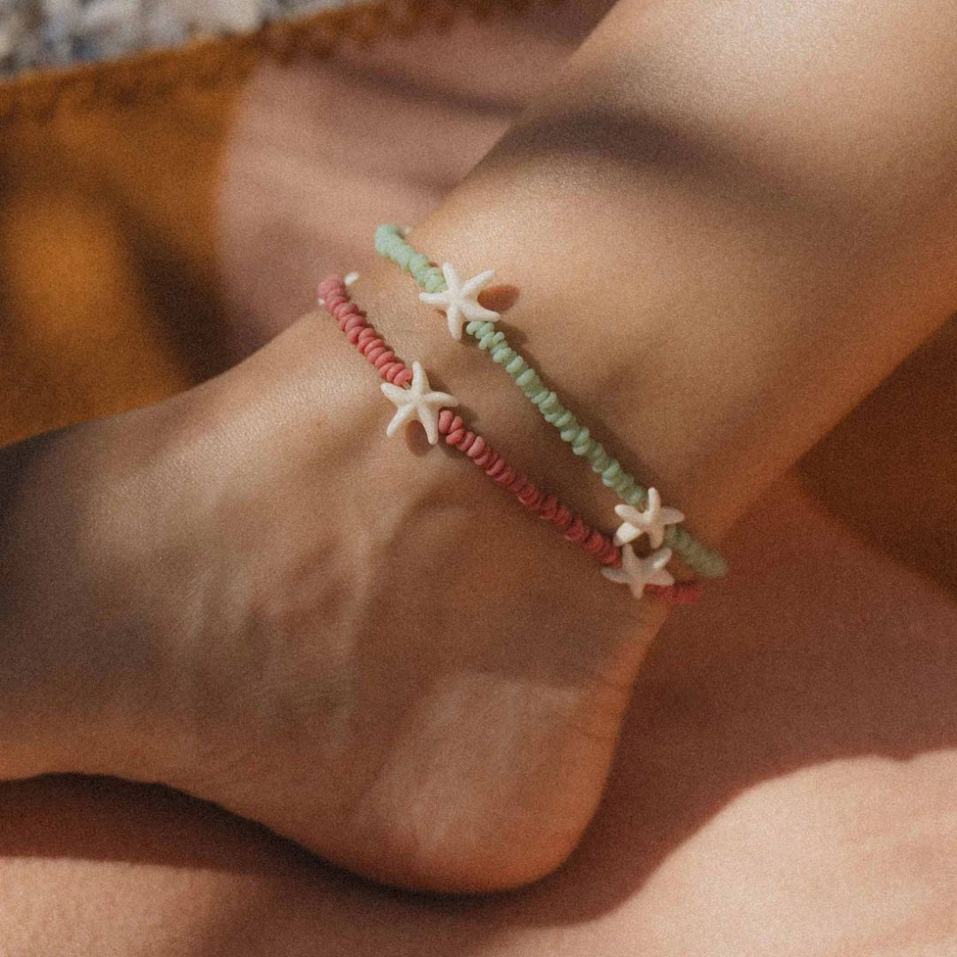 Starfish Anklet Green