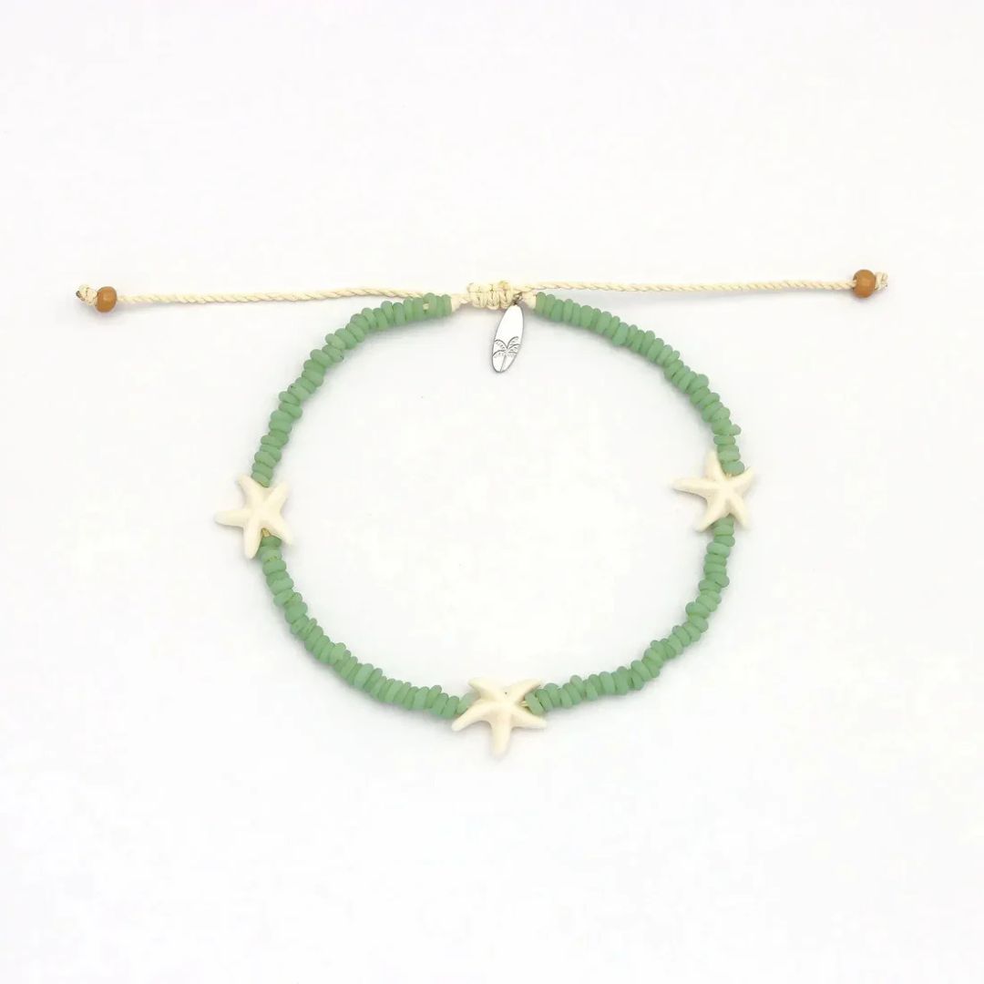 Starfish Anklet Green