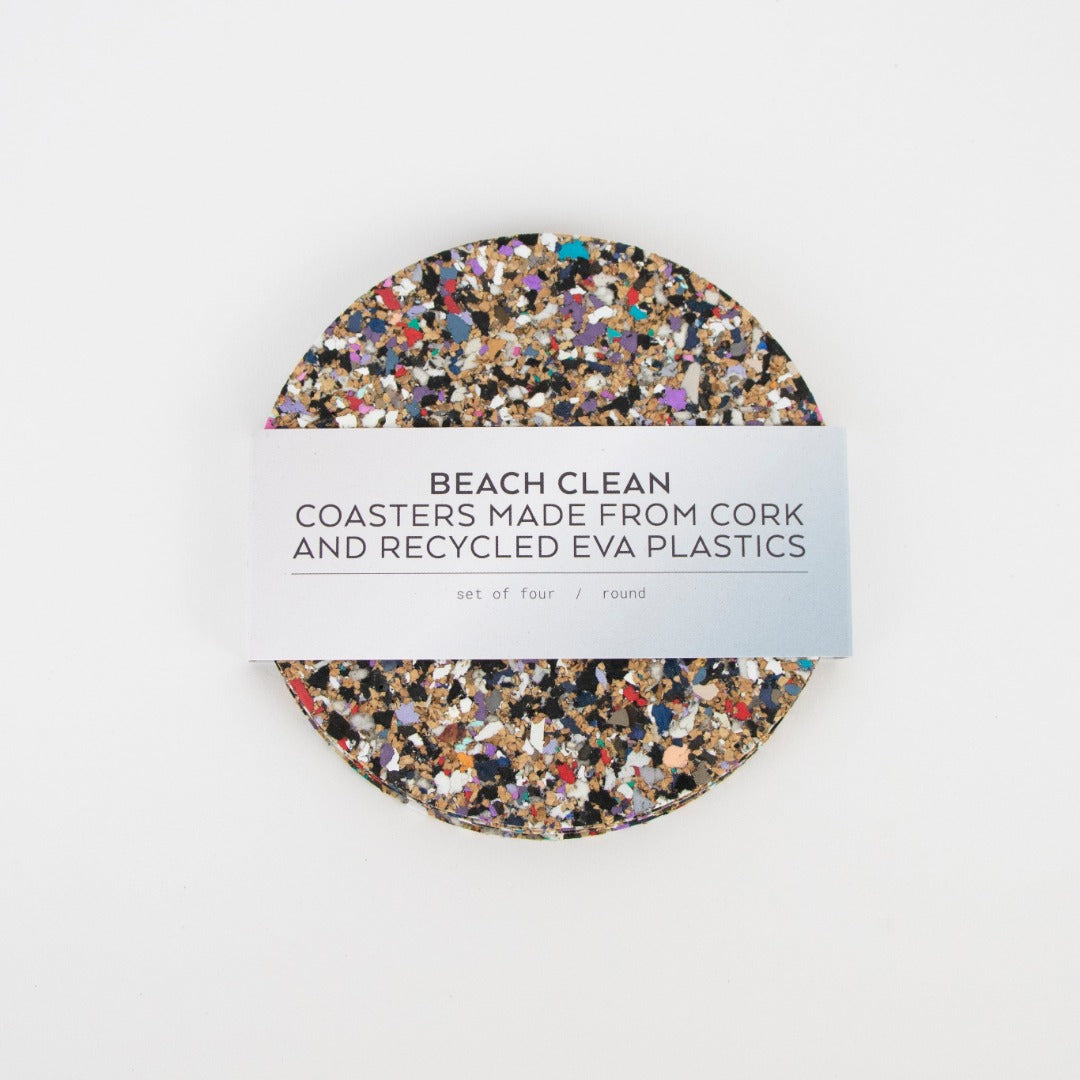 Coaster set made from cork and recycled EVA plastics