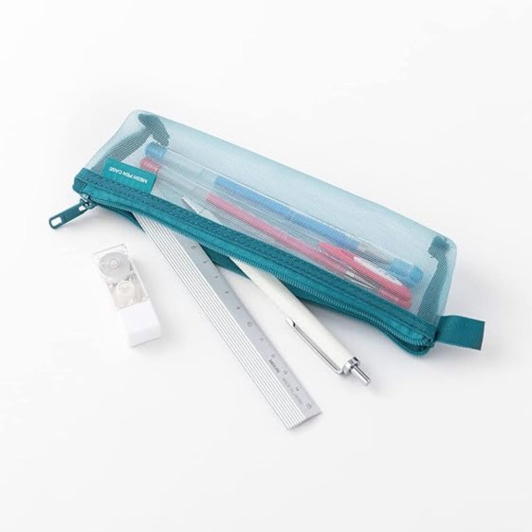 Mesh Pen Case Mini Blue