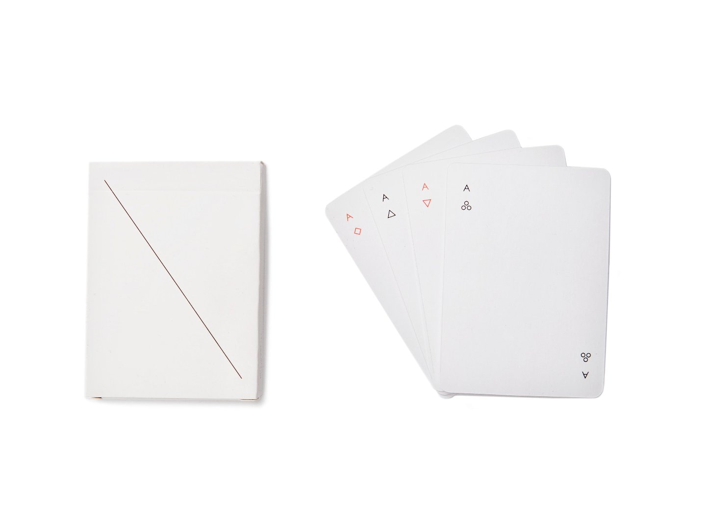 minimalist white playing cards and their box