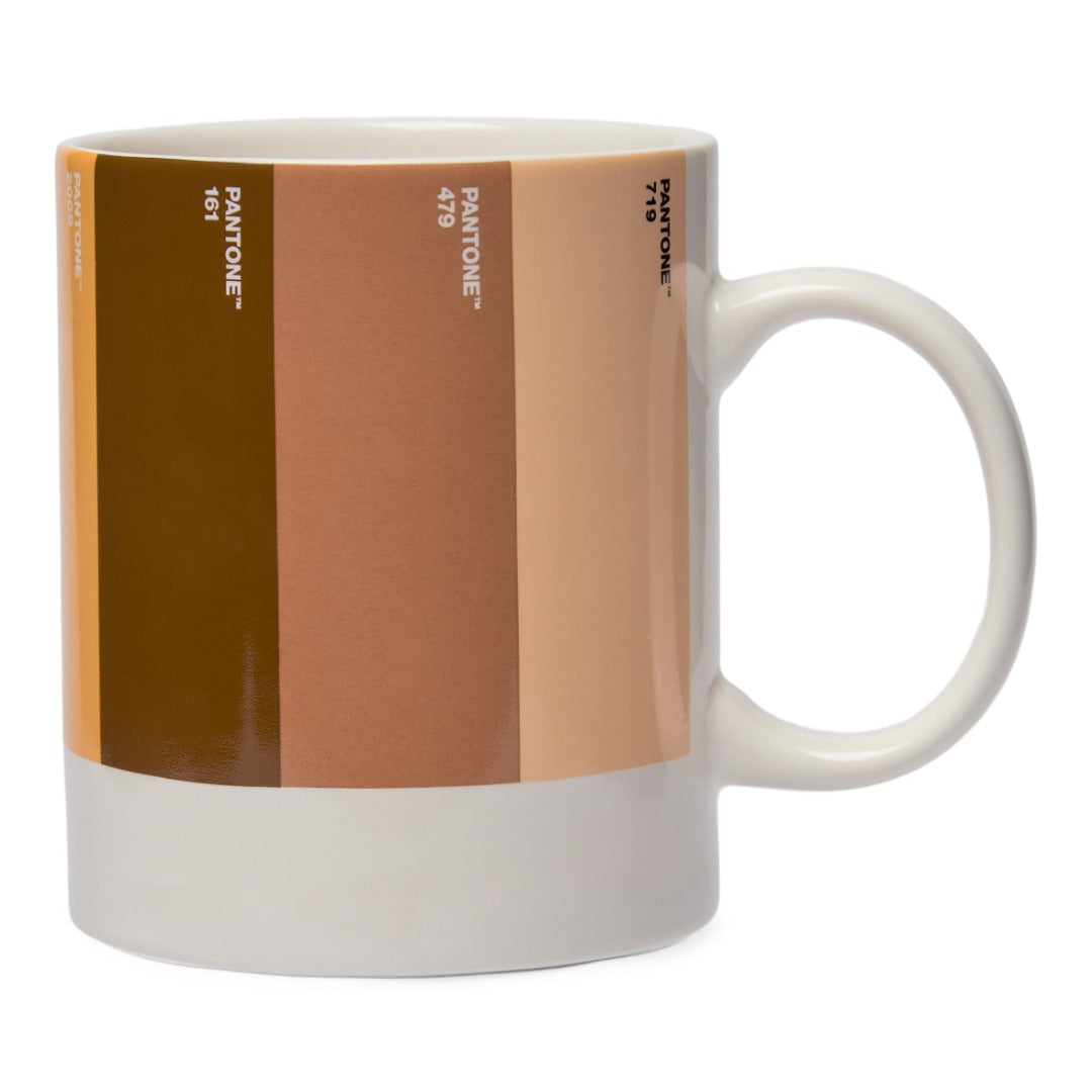 Pantone mug featuring stripes in different skin tone colours with Pantone number.