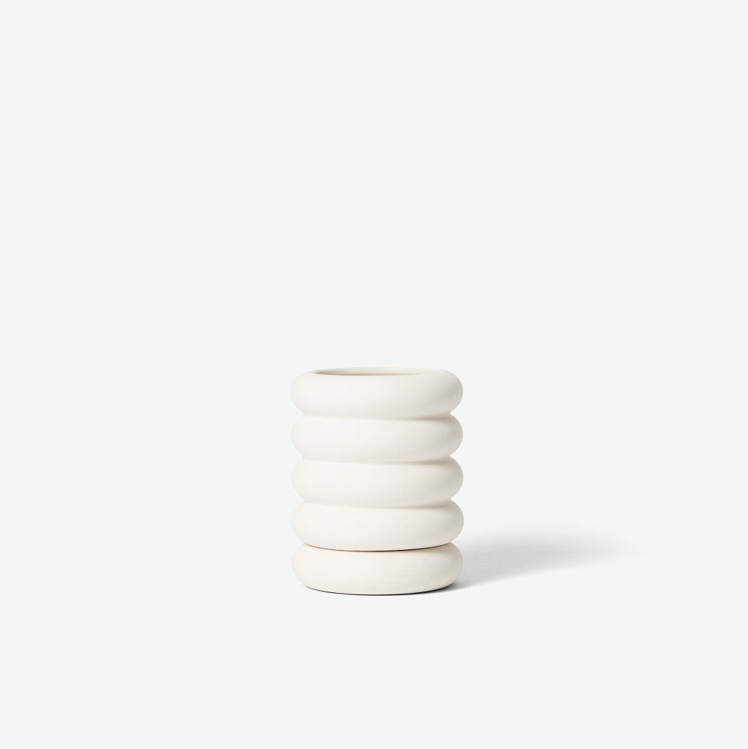 white rounded planter