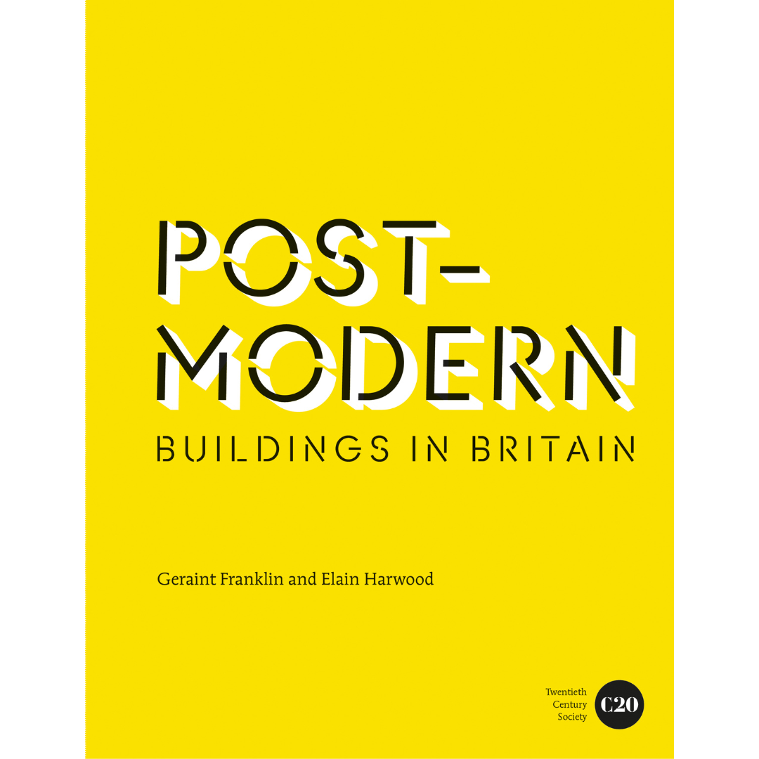 Book cover - yellow with text 'POST-MODERN BUILDINGS IN BRITAIN'