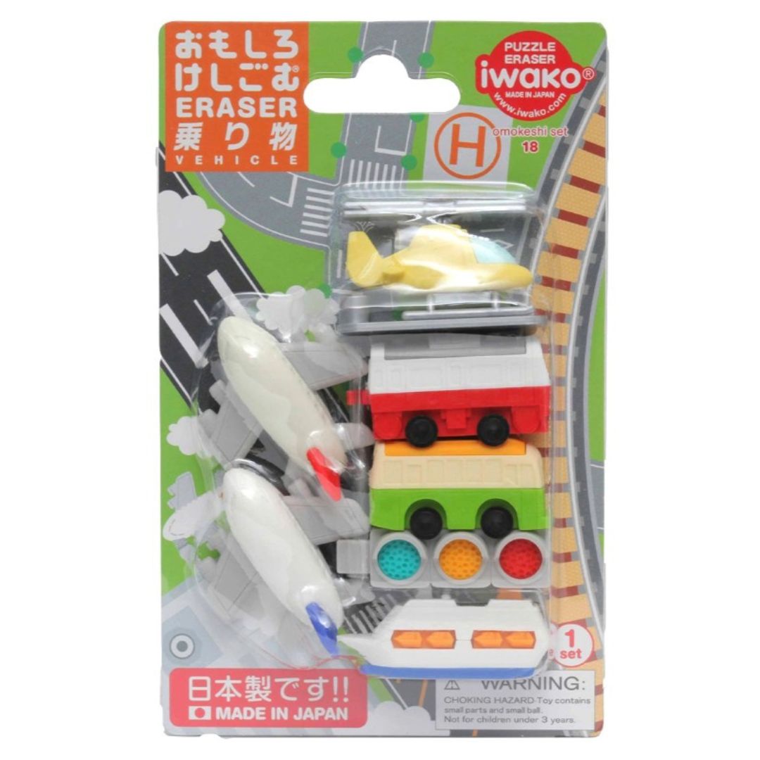 Iwako Vehicle Eraser Set